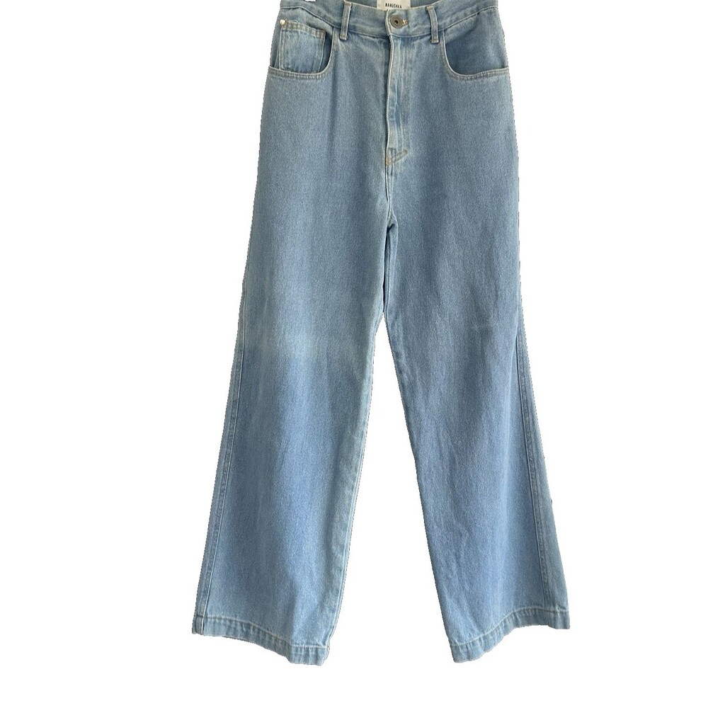Nanushka 100% Cotton High Waist Straight Leg Wide Blue Jeans Size 27
